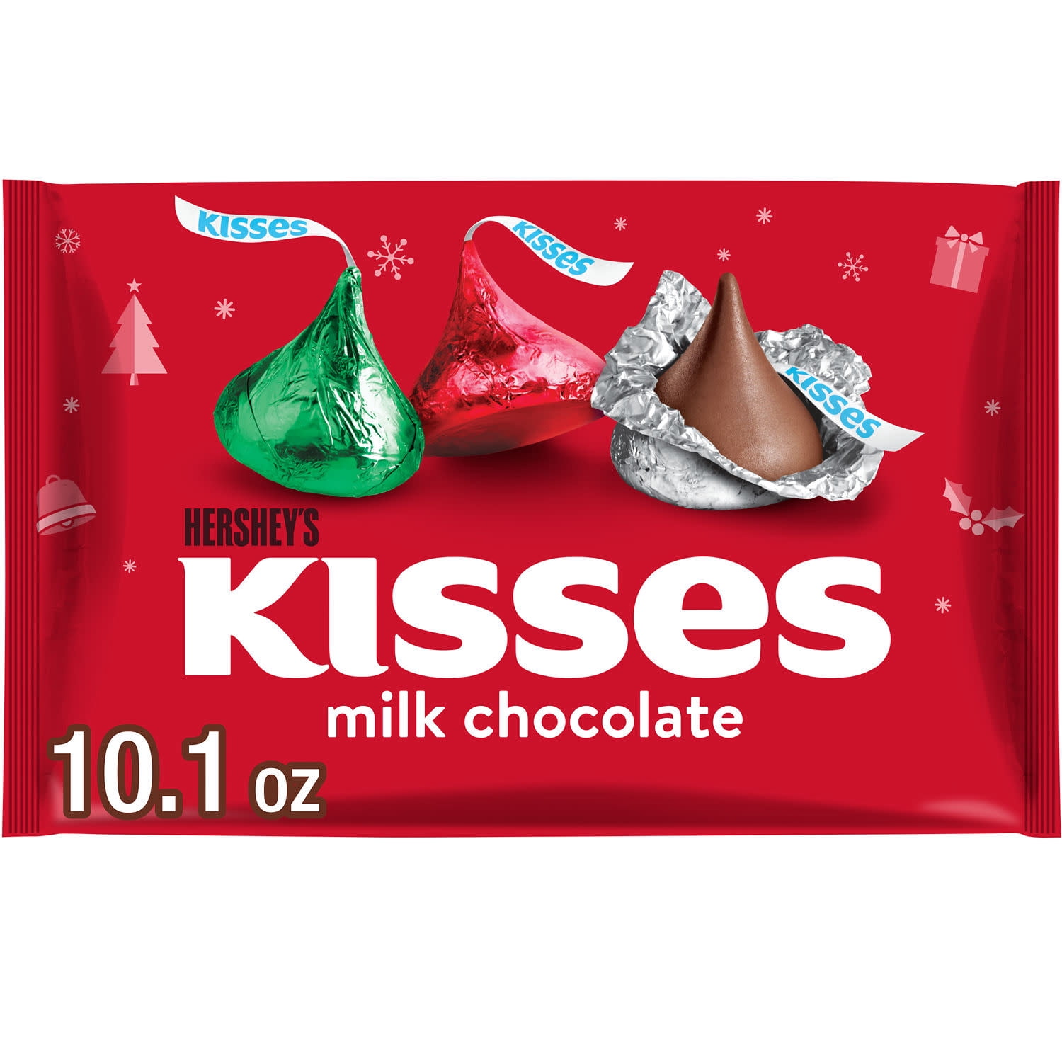 Hershey's Kisses Milk Chocolate Christmas Holiday Candy, Bag 10.1 oz
