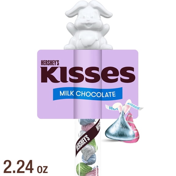 Hershey's Kisses Milk Chocolate Easter Candy, Plastic Cane 2.24 oz