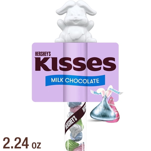 Hershey's Kisses Milk Chocolate Easter Candy, Plastic Cane 2.24 oz