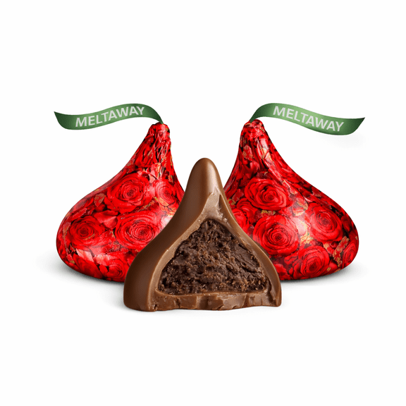 Hershey's Kisses Milk Chocolate - Meltaway - Red Roses Valentine Foil - 1 lb