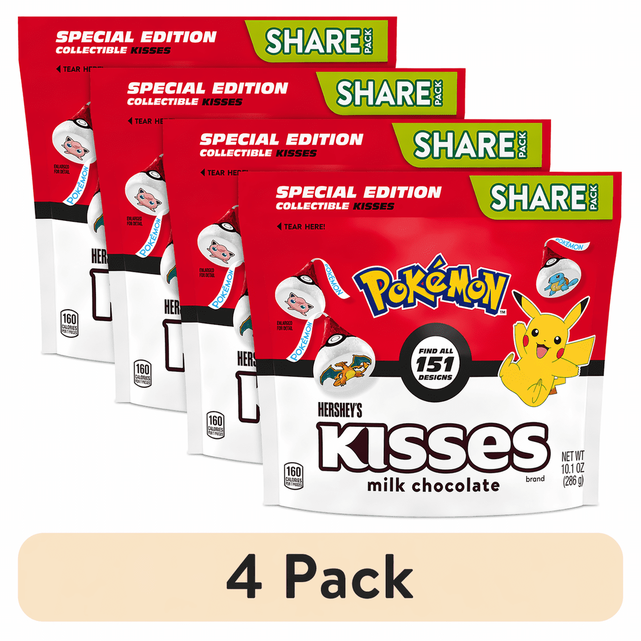 Hersheys Kisses Milk Chocolate, Pokmone Foils, Special Edition Collectibles Candy, 10.1-Ounce (Pack of 4)