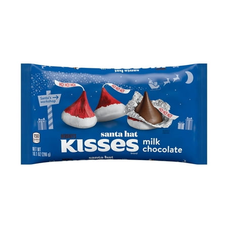 product image of Hershey's Kisses Milk Chocolate Santa Hat Christmas Candy, Bag 10.1 oz