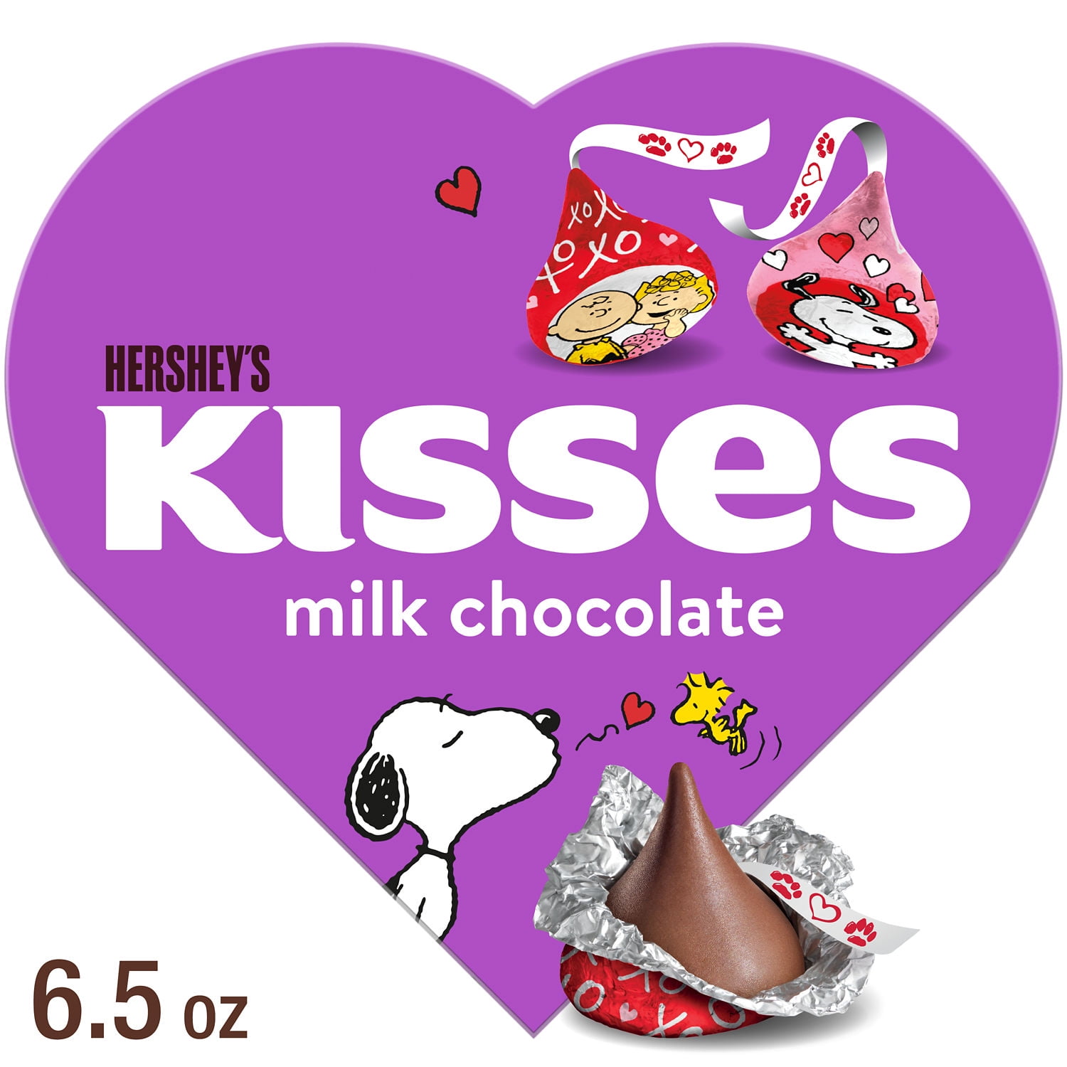 HERSHEY'S KISSES Milk Chocolate Snoopy and Friends, Valentine's Candy Gift Box, 6.5 oz