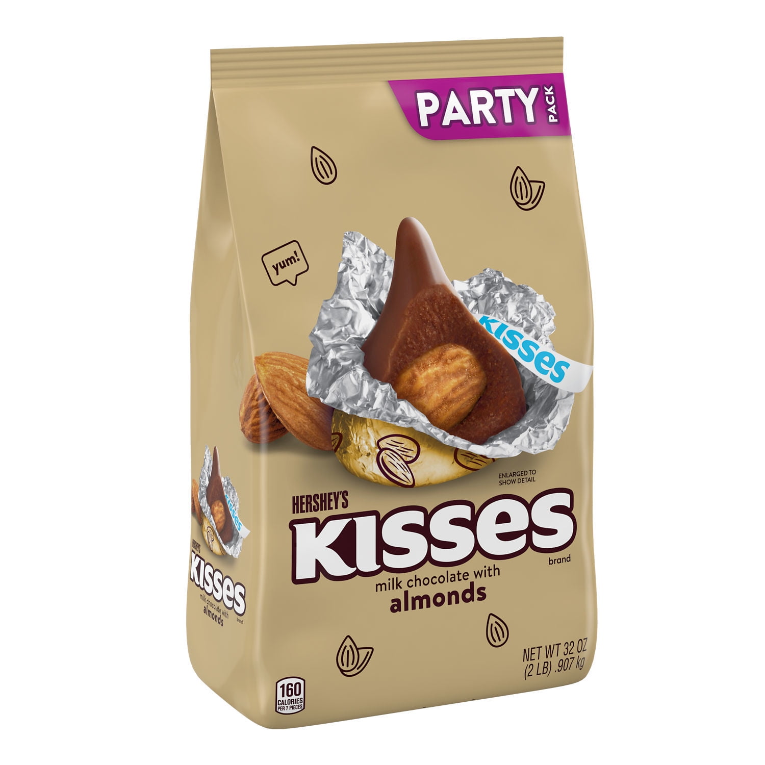 Hershey's Kisses Milk Chocolate with Almonds Candy, Party Pack 32 oz