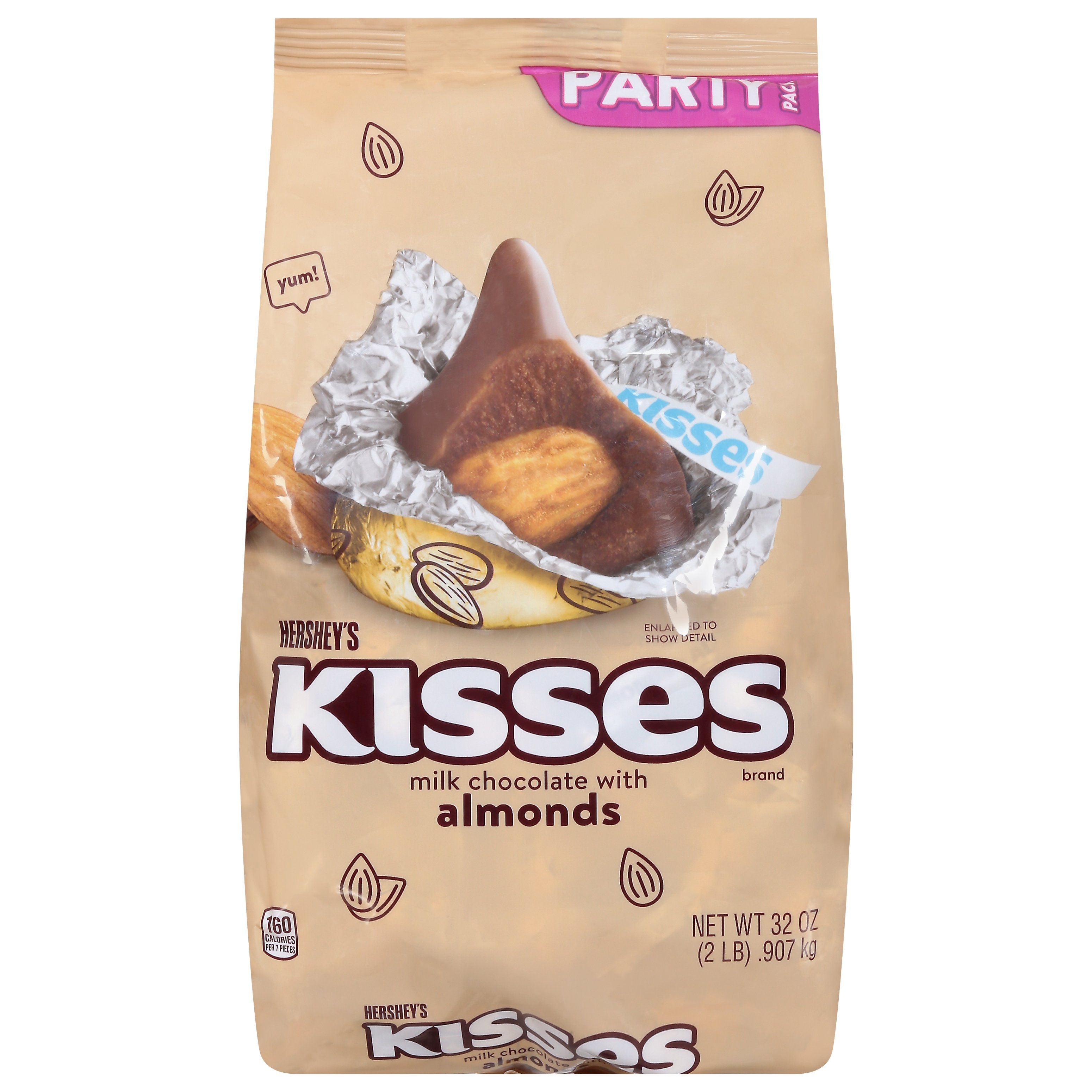 Hershey's Kisses Milk Chocolate with Almonds&nbsp;Candy&nbsp;- Party Pack - 32 oz Packaging may vary