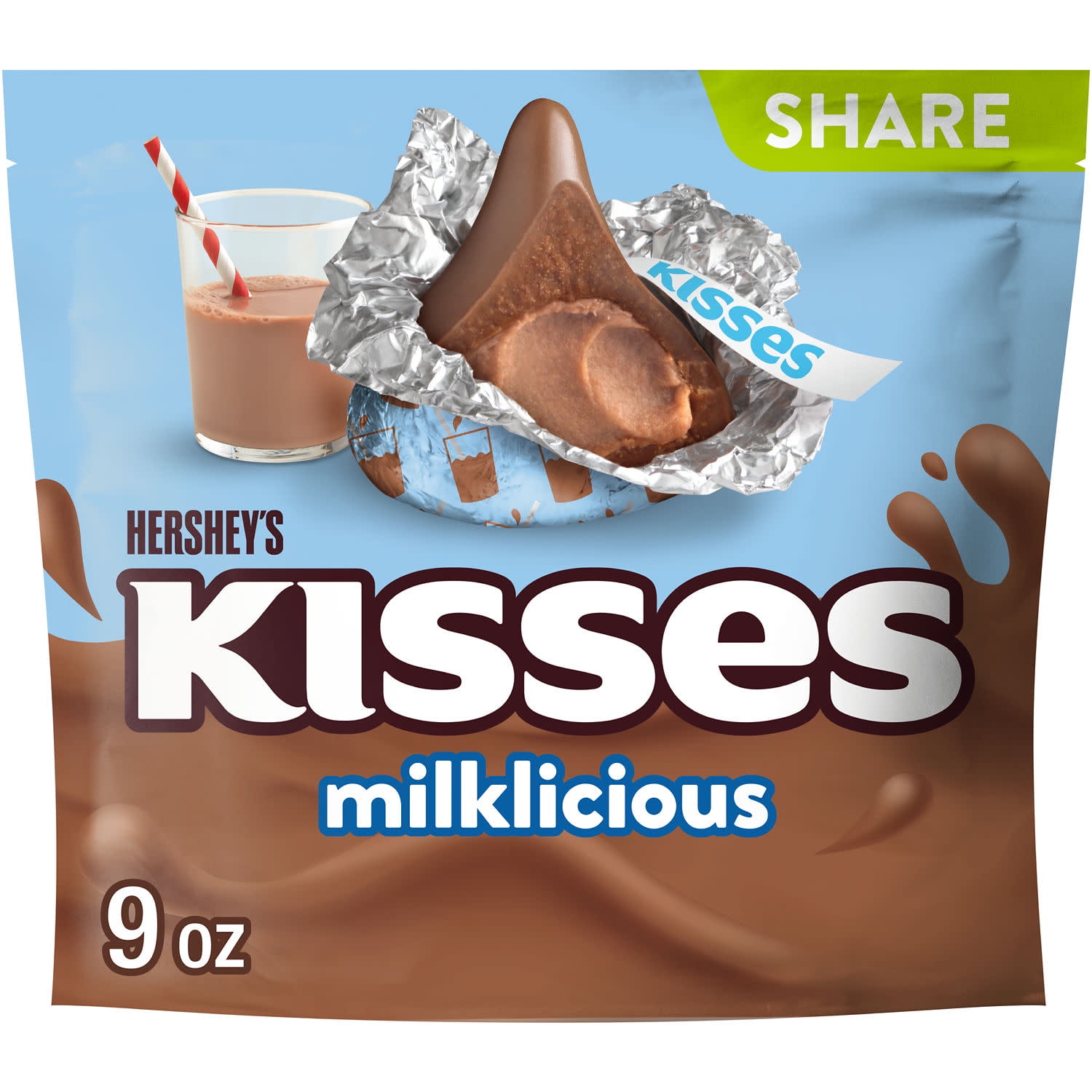 Hershey's Kisses Milklicious Milk Chocolate Candy, Share Pack 9 oz