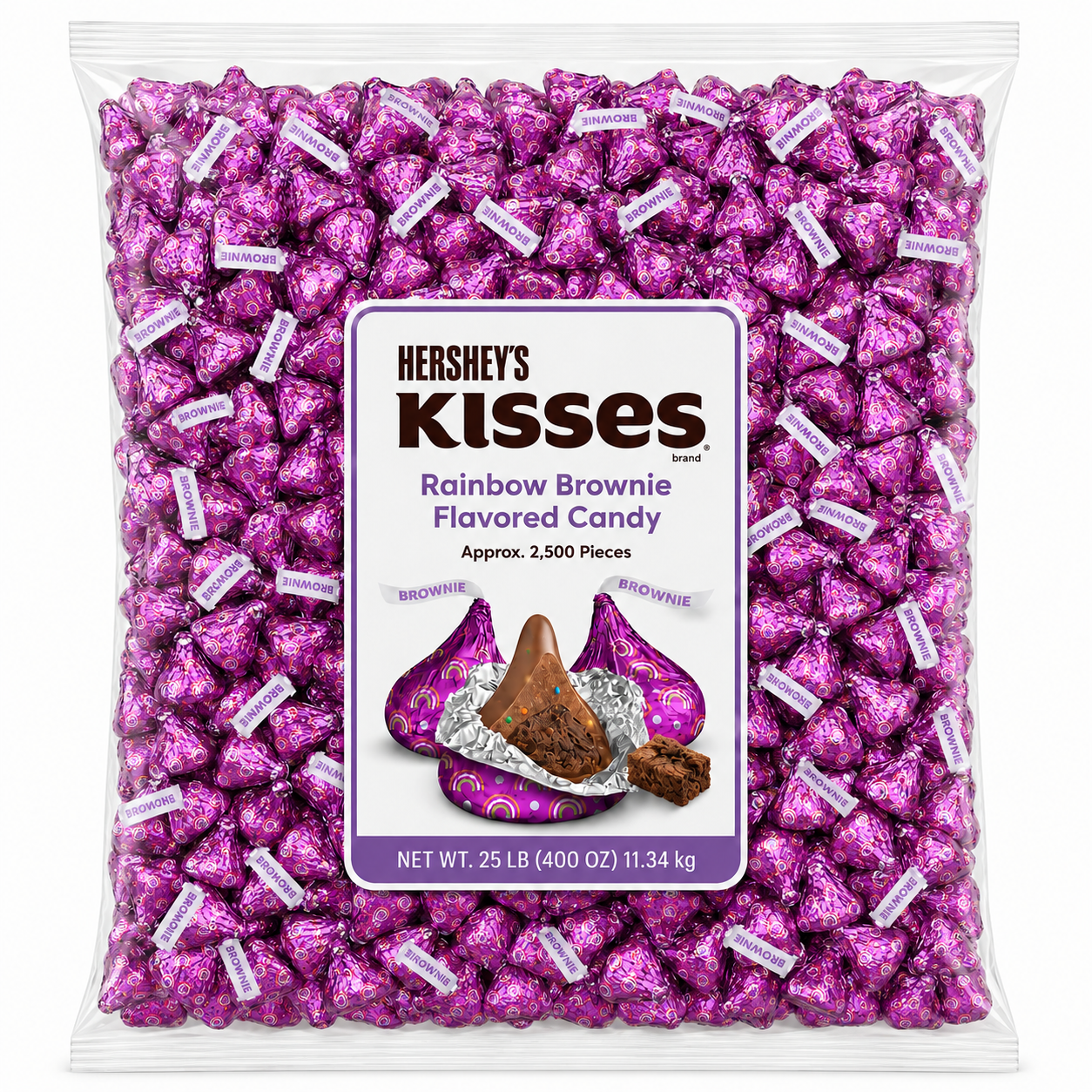 Hershey's Kisses Rainbow Brownie Flavored Candy - 25 lb