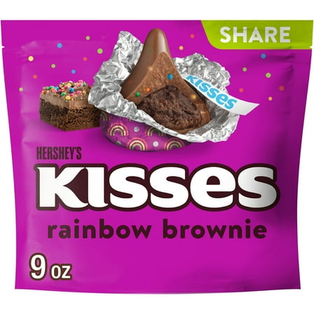 Hershey's Kisses Rainbow Brownie Flavored Candy, Share Pack 9 oz