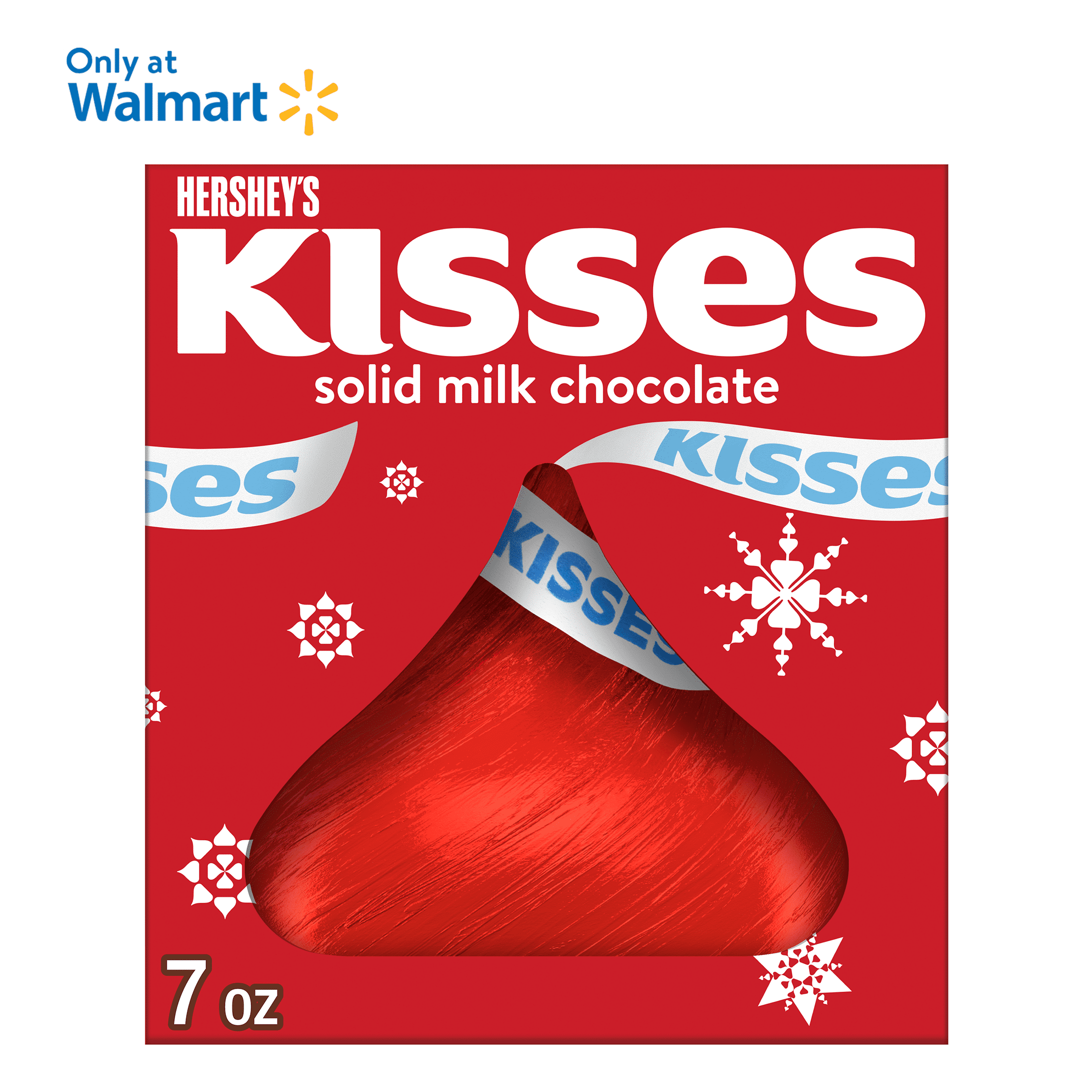 Hershey's Kisses Solid Milk Chocolate Christmas Candy, Gift Box 7 oz