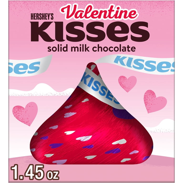Hershey's Kisses Solid Milk Chocolate Valentine's Candy, Gift Box 1.45 oz