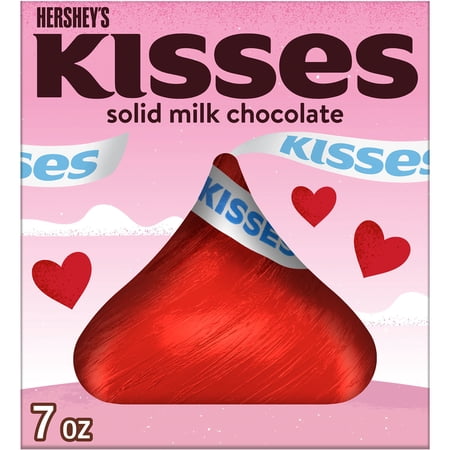 HERSHEY'S KISSES Solid Milk Chocolate, Valentine's Candy Gift Box, 7 oz