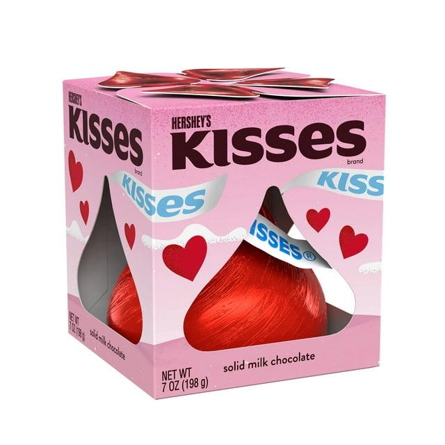 Hershey's Kisses Solid Milk Chocolate Valentine's Day Candy, Gift Box 7 oz