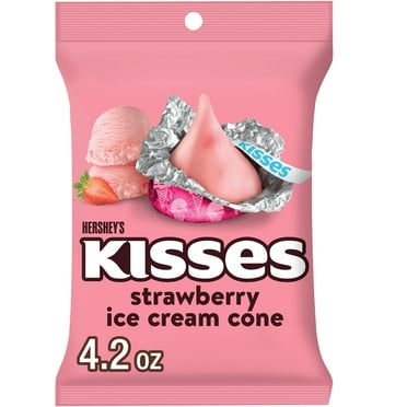Hershey's Kisses Strawberry Ice Cream Cone Flavored Candy, Bag 4.2 oz