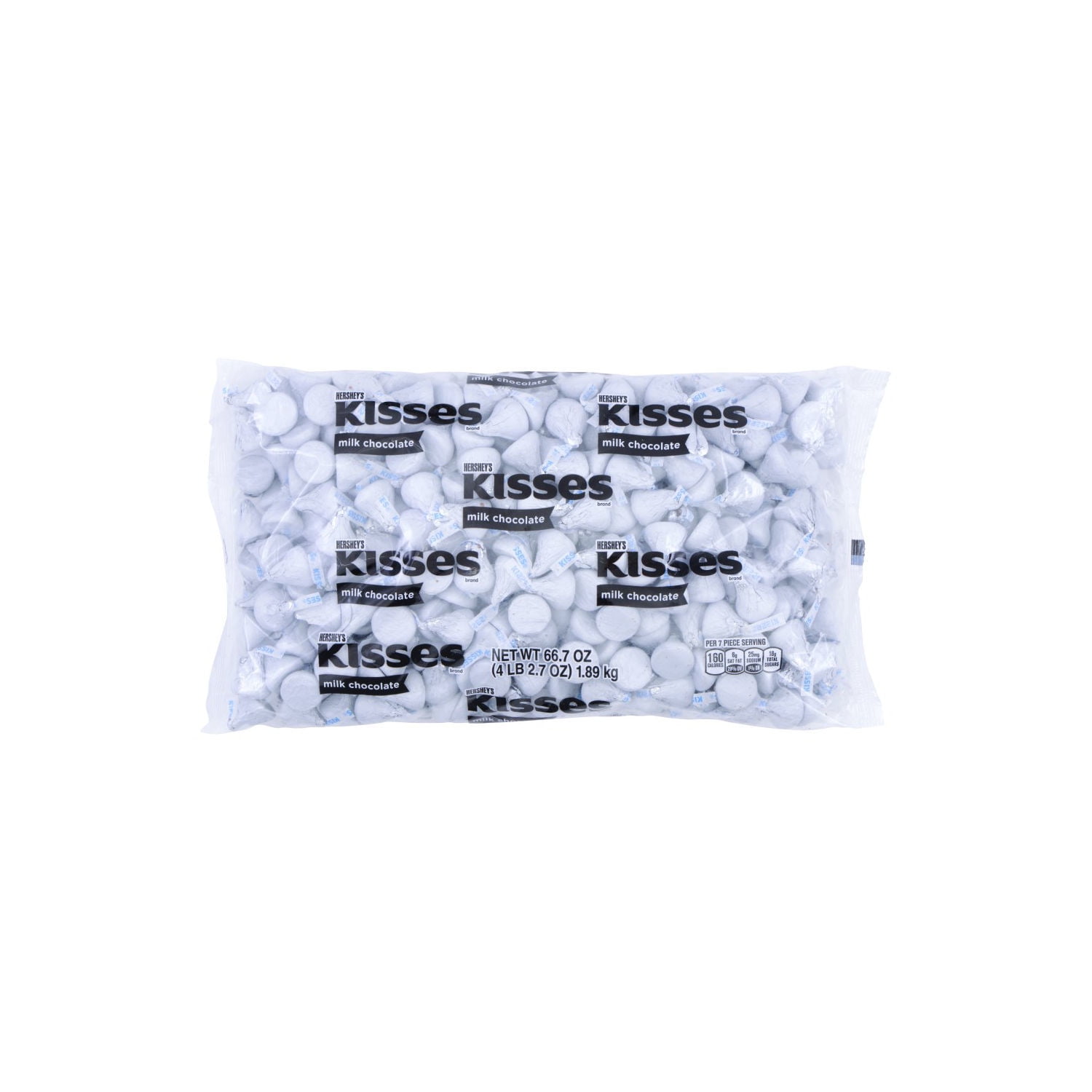 Hershey's, Kisses White Foils Milk Chocolate Candy, Bulk, 66.7 oz, Bulk Bag (400 Pieces)