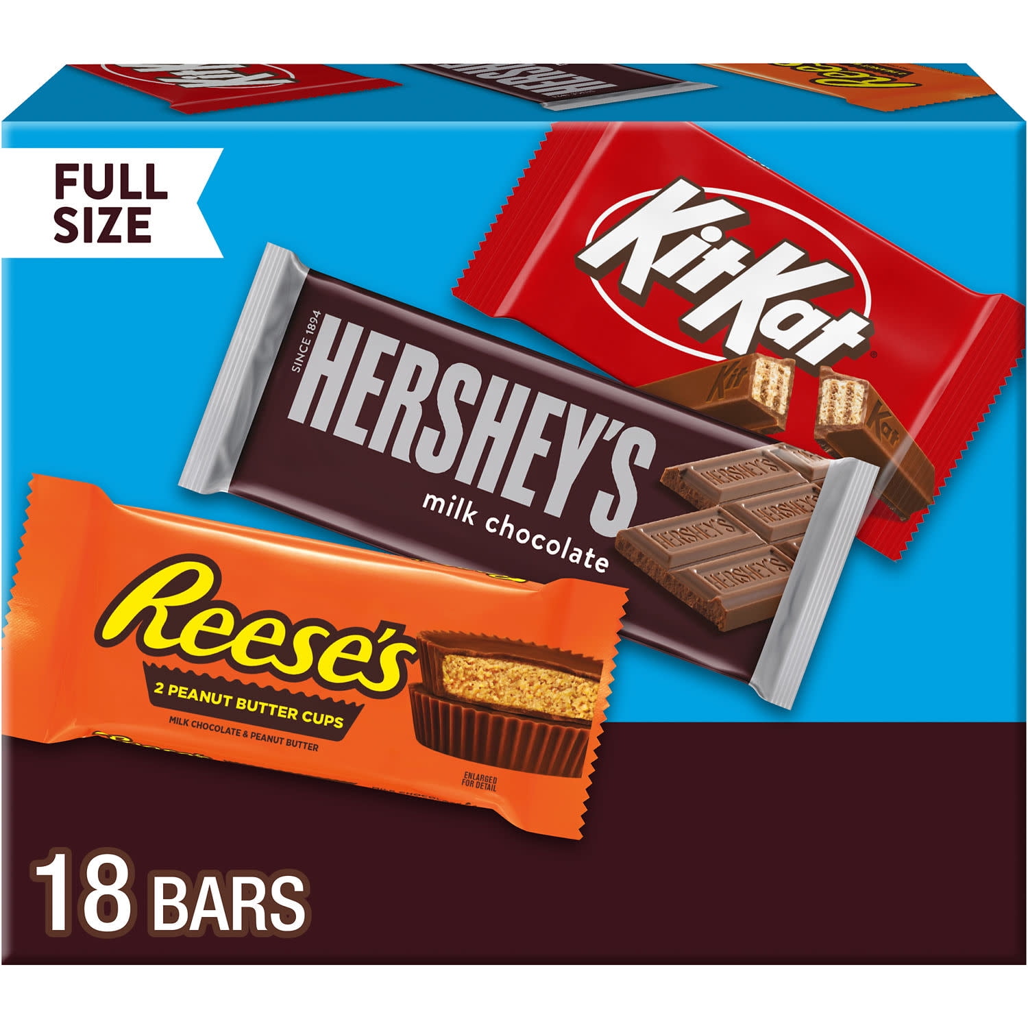 Hershey's, Kit Kat and Reese's Assorted Milk Chocolate Candy, Variety Box 27.3 oz, 18 Count