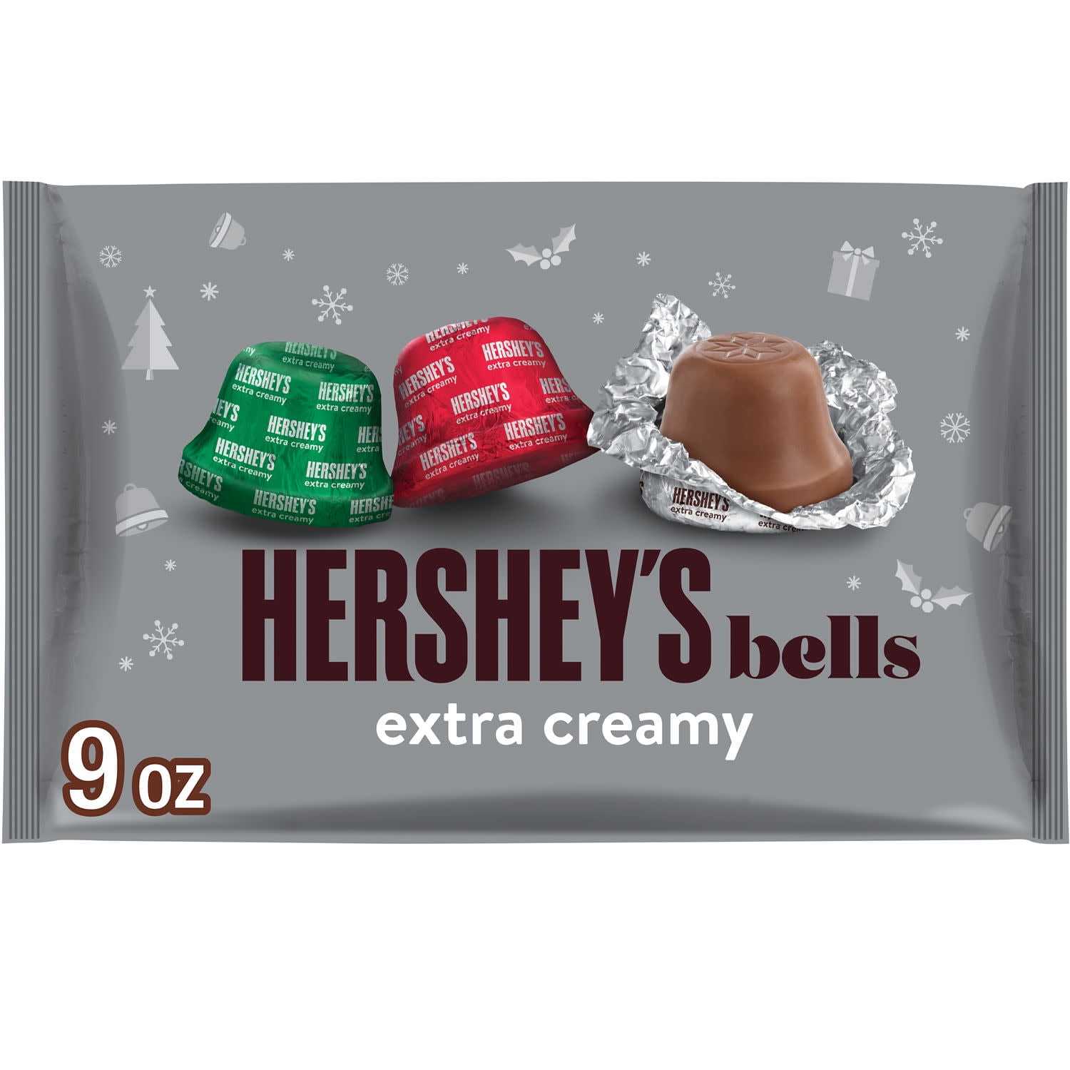 Hershey's Milk Chocolate Bells Christmas Candy, Bag 9 oz