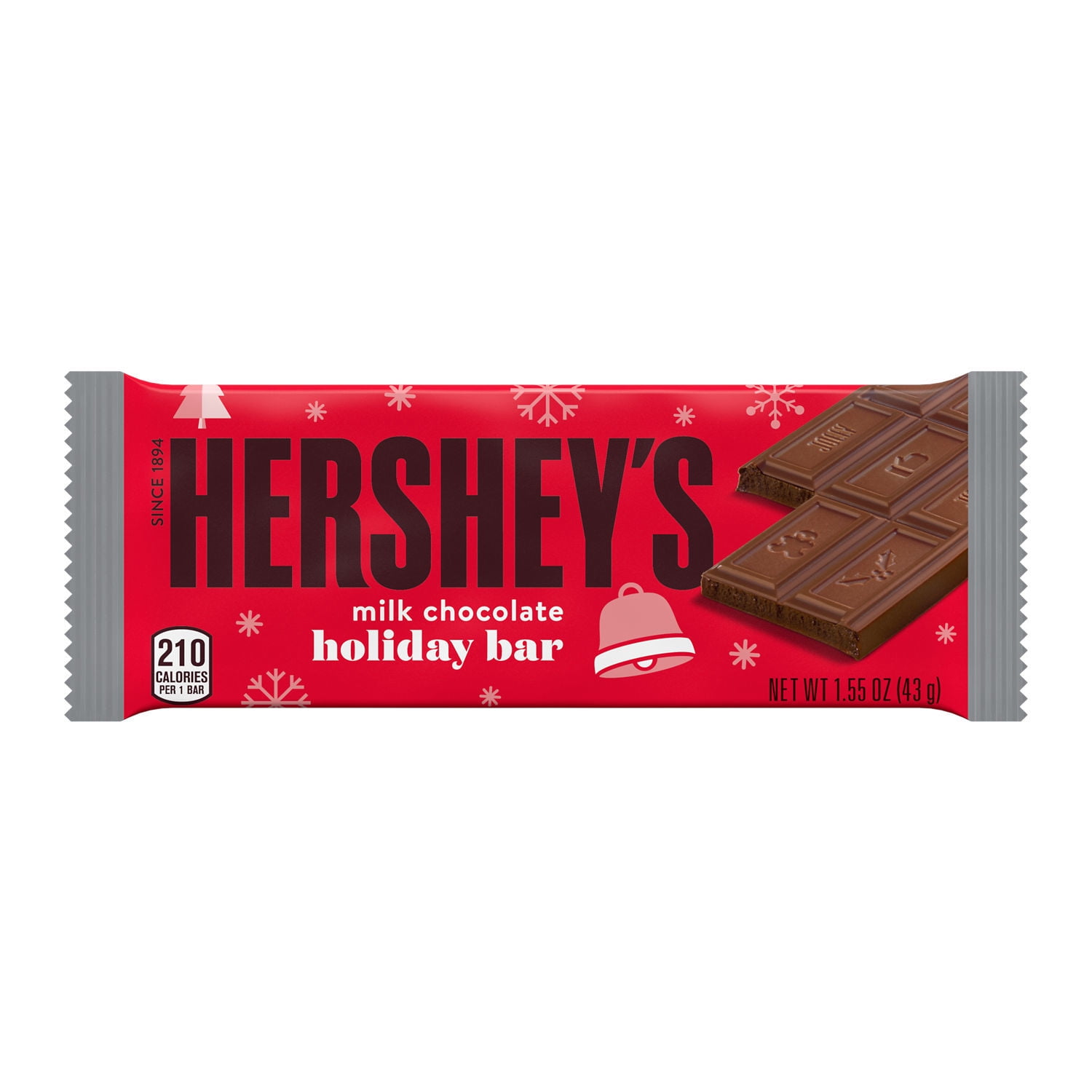 Hershey's Milk Chocolate Christmas Candy, Bar 1.55 oz