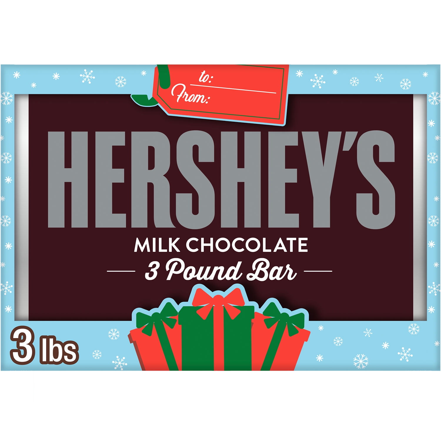 Hershey's Milk Chocolate Christmas Candy, Gift Bar 3 lb