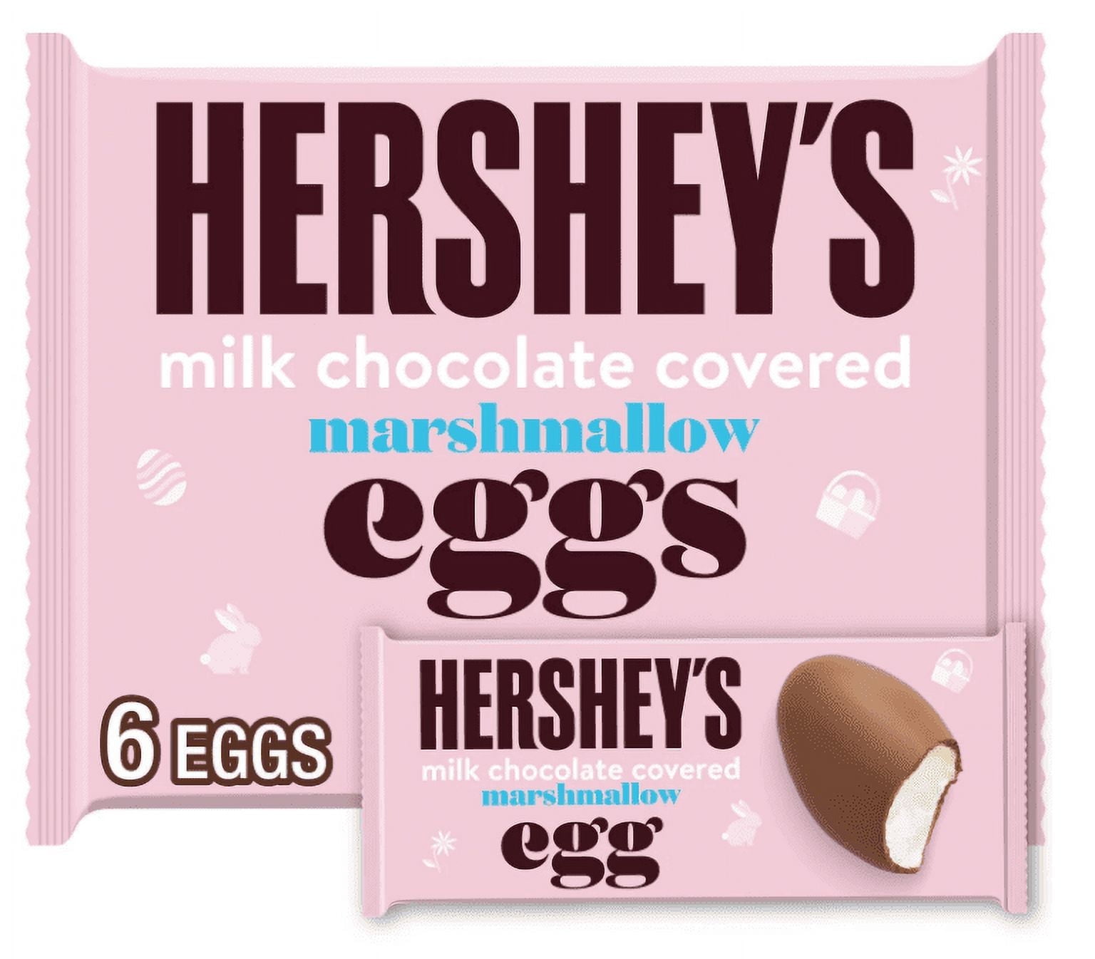 Hershey's - 5.7 oz - Hershey's Milk Chocolate Covered Marshmallow Eggs Easter Candy - 6 Pieces