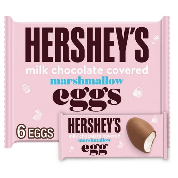 Hershey's - 5.7 oz - Hershey's Milk Chocolate Covered Marshmallow Eggs Easter Candy - 6 Pieces