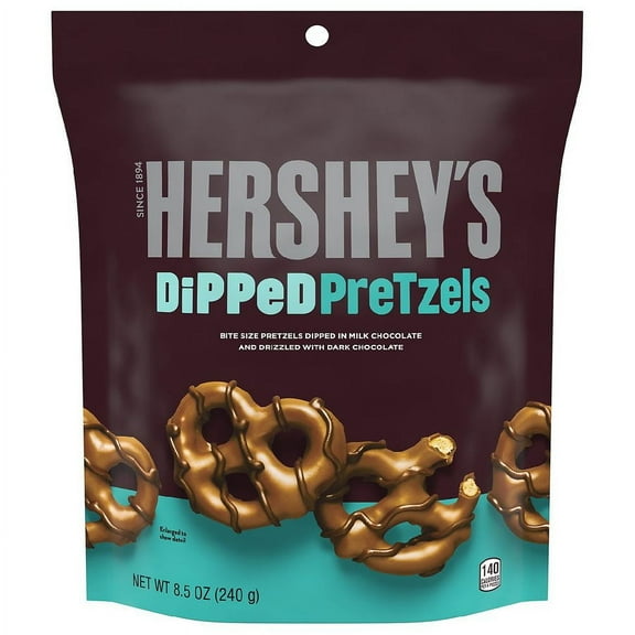 Hershey's Milk Chocolate Dipped Pretzels Pouch 8.5OZ Pack of 2