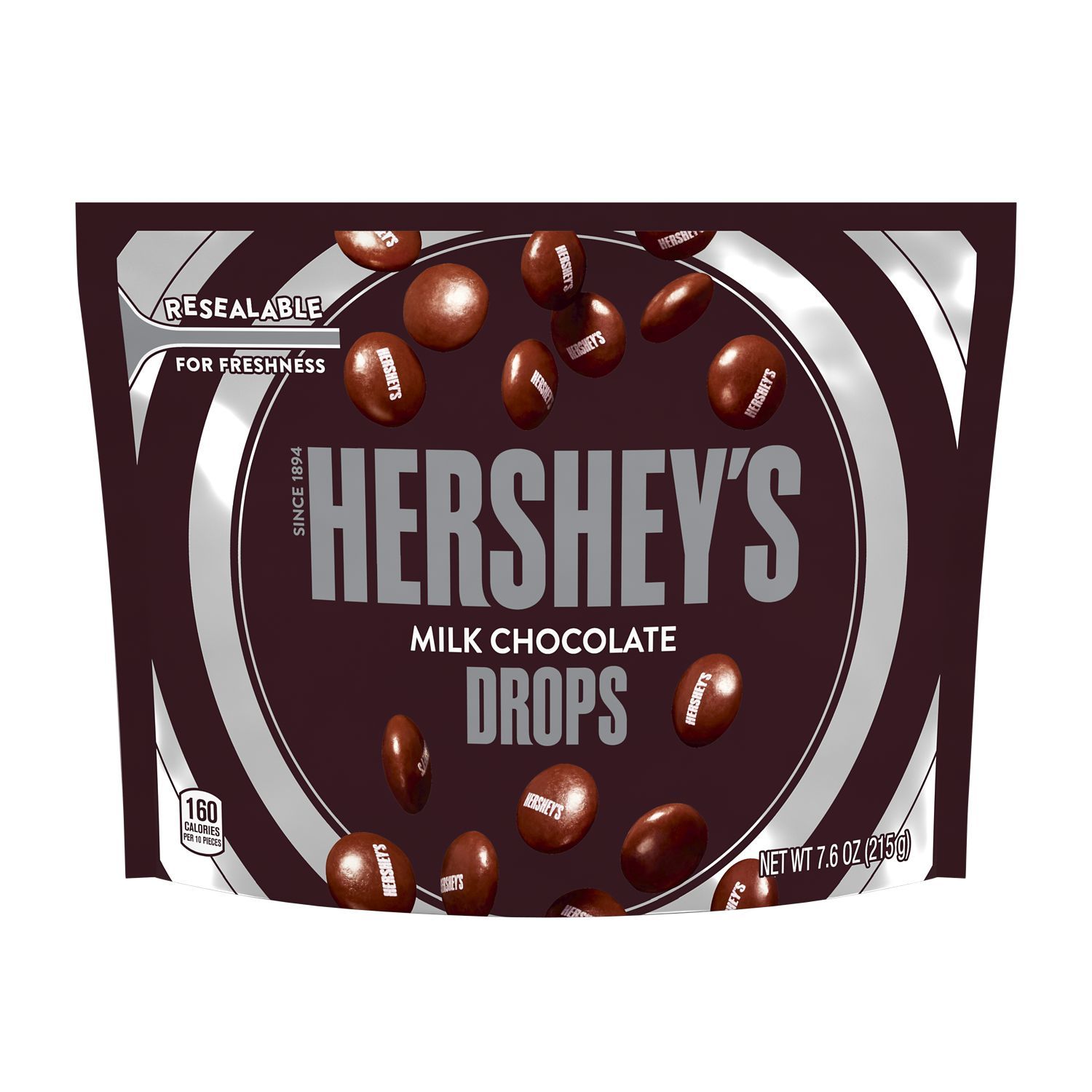 Hershey's, Milk Chocolate Drops Candy, 7.6 oz, Resealable Bag - image 1 of 2