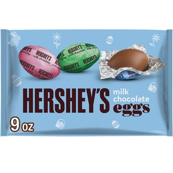 HERSHEY'S Milk Chocolate Eggs, Easter Candy Bag, 9 oz