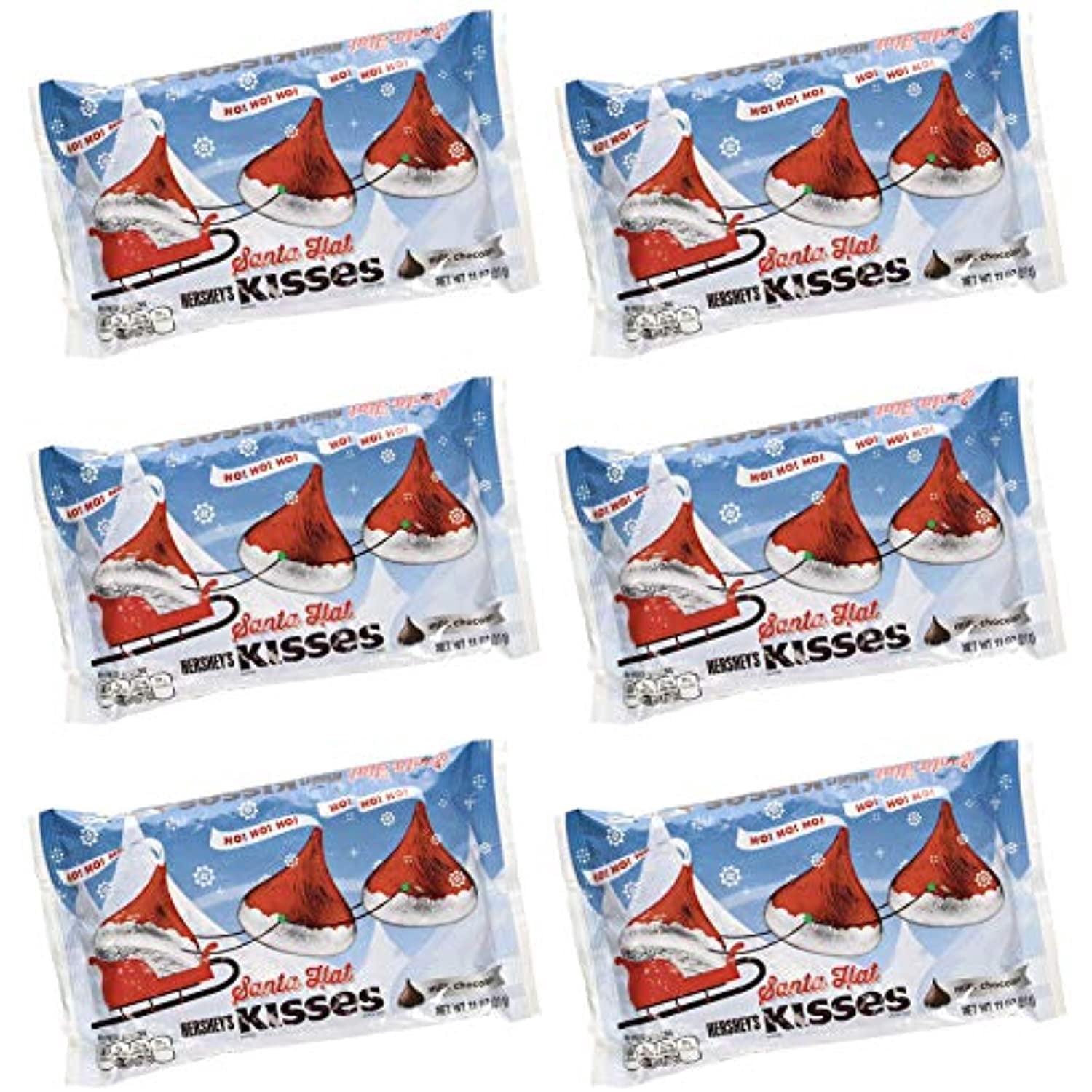 Hershey's Milk Chocolate Holiday Santa Hat Kisses 10.1 Ounce Bags (Pack of 6)