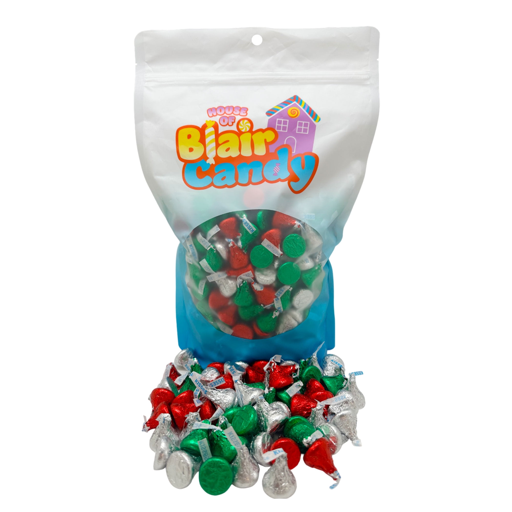 Hershey’s Milk Chocolate Kisses Christmas Edition - 3 Lb Resealable Bulk Candy Bag (approx. 300 pieces) - Chocolate Christmas Candy - Red, Silver, & Green Foil Wrapping