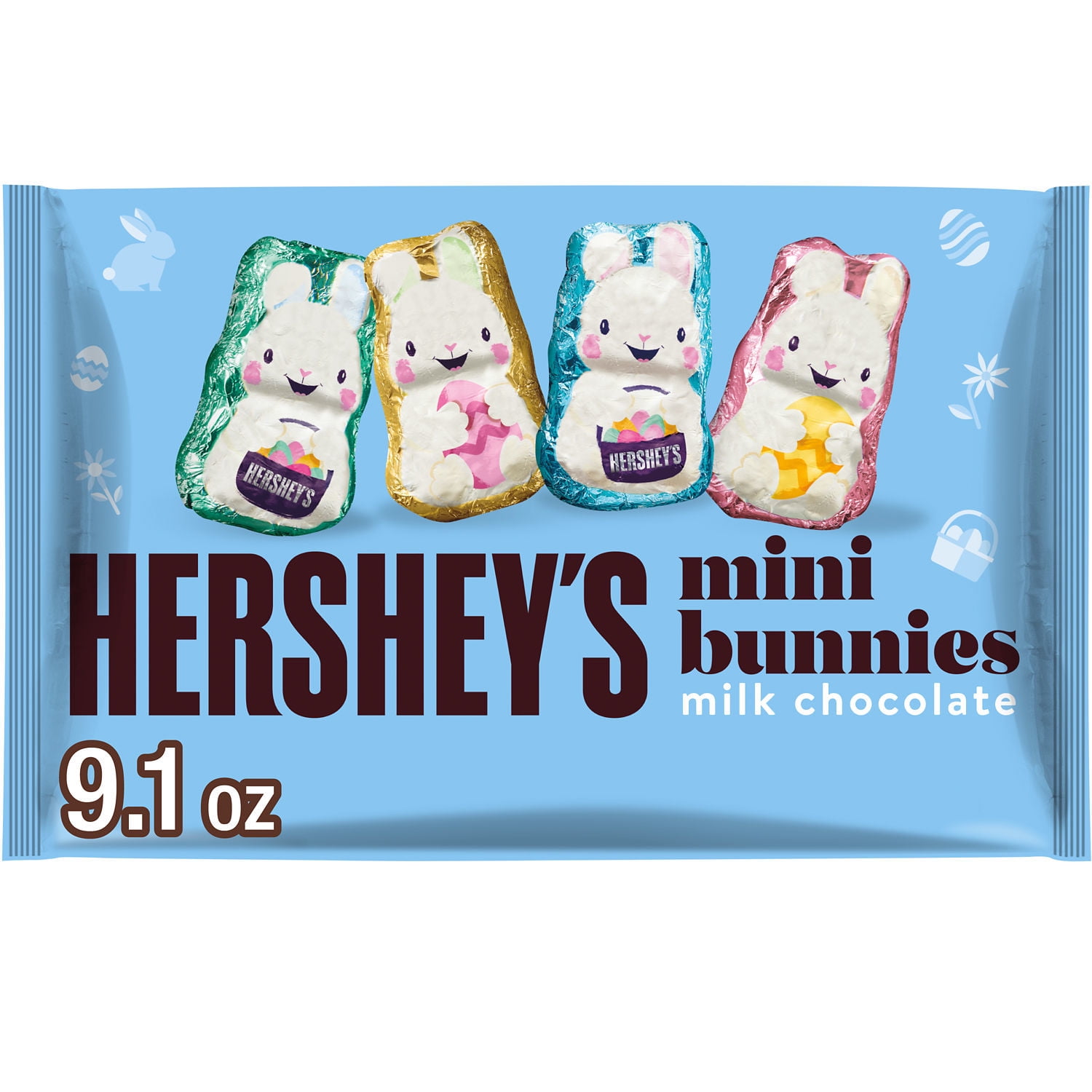 Hershey's Milk Chocolate Mini Bunnies Easter Candy, Bag 9.1 oz