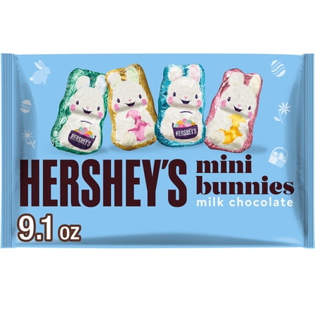 Hershey`s Milk Chocolate Mini Bunnies, Easter Candy Bag, 9.1 oz