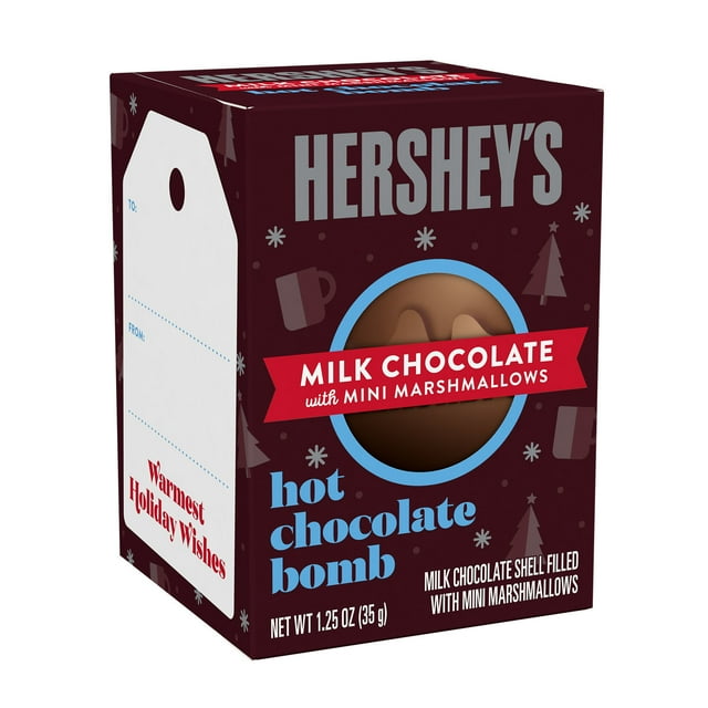 Hershey's Milk Chocolate Mini Marshmallows Hot Chocolate Bomb Christmas Candy, Gift Box 1.25 oz