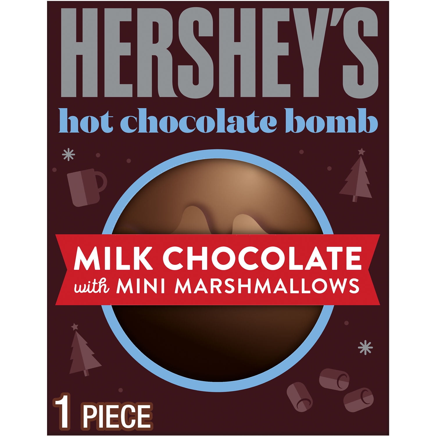 Hershey's Milk Chocolate with Marshmallows Hot Chocolate Bomb Christmas Candy, Gift Box 1.25 oz