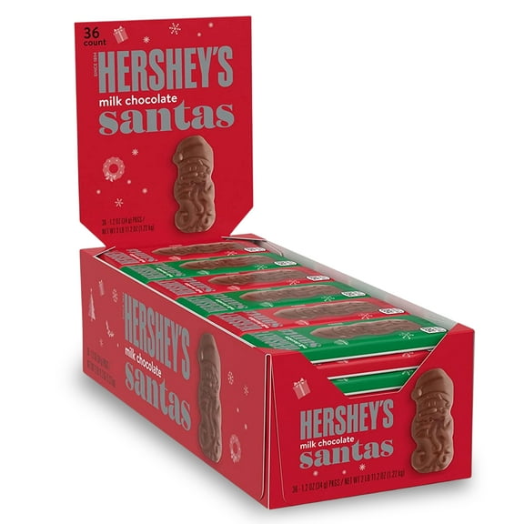 Hershey’s Milk Chocolate Santas Candy – 1.2 oz Bars