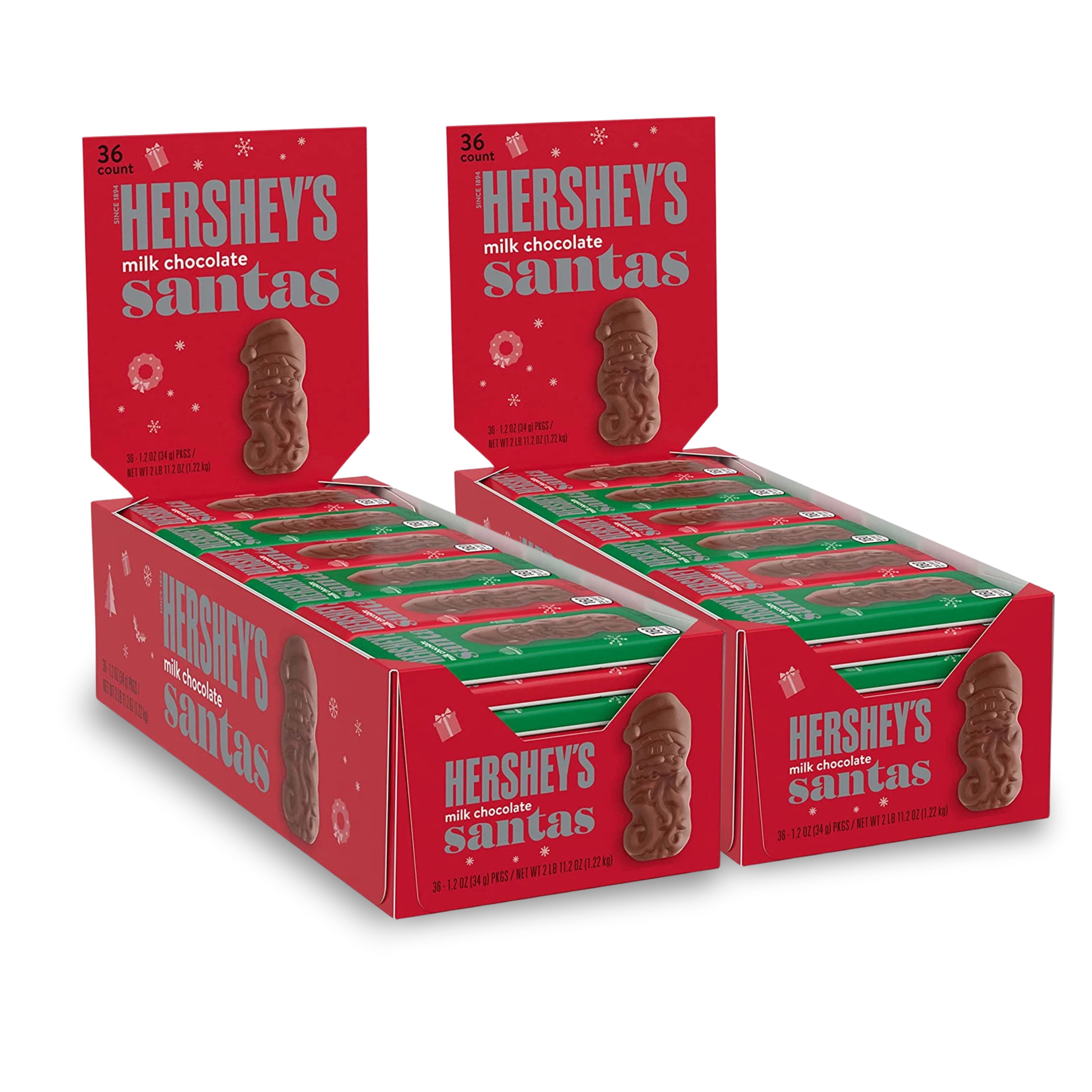 Hershey’s Milk Chocolate Santas Candy – 1.2 oz Bars