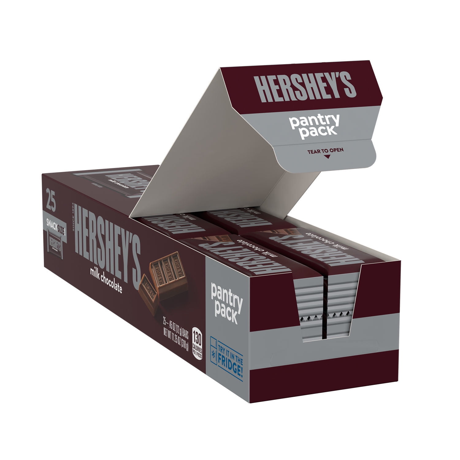 Hershey's Milk Chocolate Snack Size Candy, Bars 0.45 Oz, 25 Pieces ...