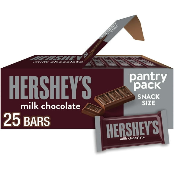 Hershey's Milk Chocolate Snack Size Candy, Bars 11.25 oz, 25 Pieces