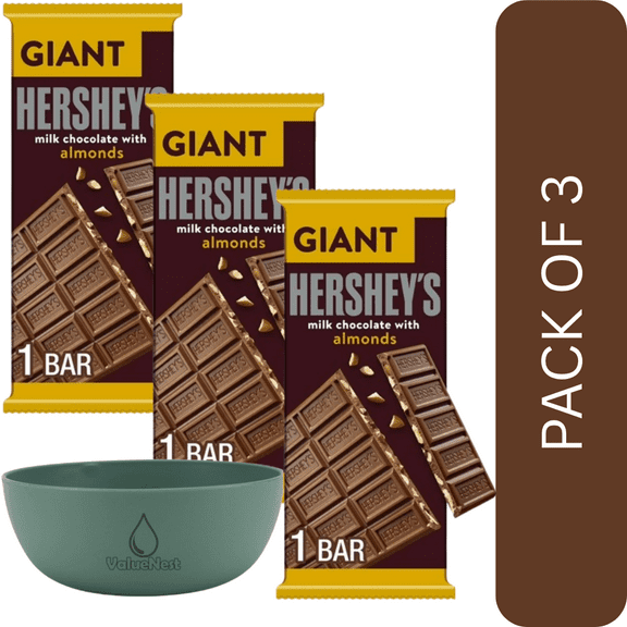Hersheys Milk Chocolate with Almonds Giant Candy Bar 7.37 oz, 25-Count Case