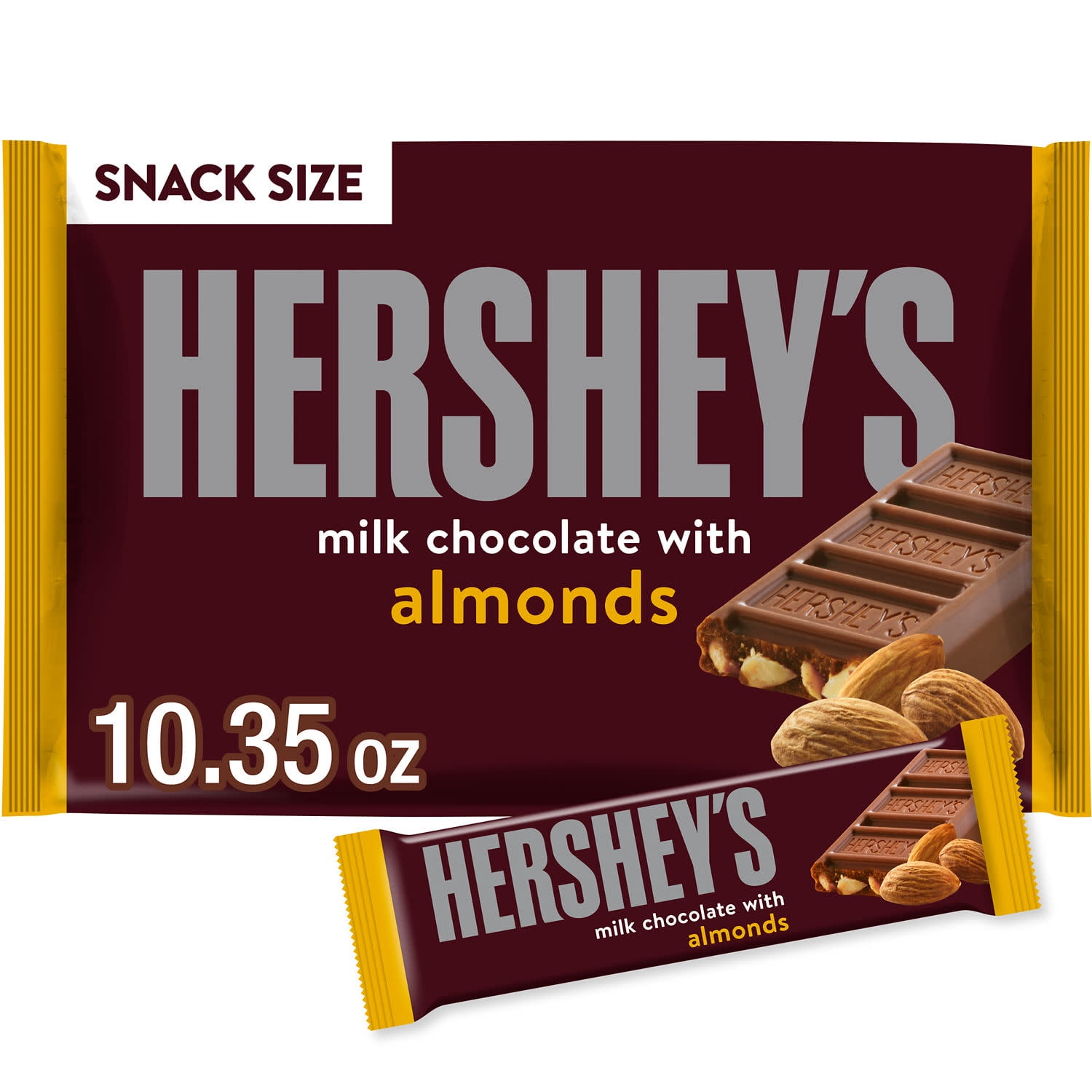 Hershey's Milk Chocolate with Almonds Snack Size Candy, Bag 10.35 oz