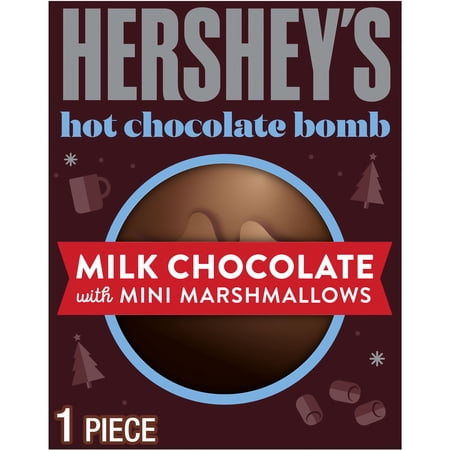 Hershey's Milk Chocolate with Mini Marshmallows Christmas Hot Chocolate Bomb Stocking Stuffers for Kids, Gift Box 1.25 oz