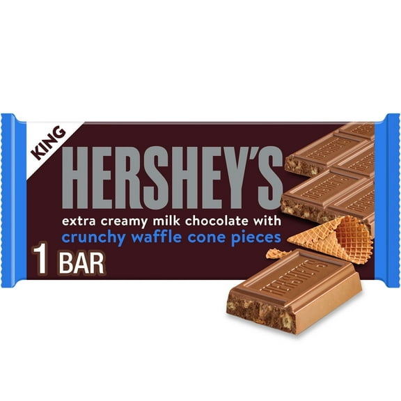 Hershey's Milk Chocolate with Waffle Cone Pieces King Size Candy, Bar 2.5 oz