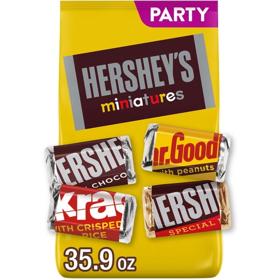 Hershey's Miniatures Assorted Chocolate Candy, Party Pack 35.9 oz(pack of 4)