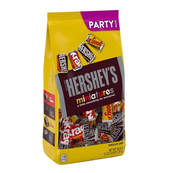 Hershey's Miniatures Assorted Chocolate Candy, Party Pack 35.9 oz(pack of 4)