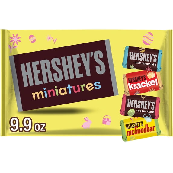 Hershey's Miniatures Assorted Chocolate, Easter Candy Individually Wrapped, Bag, 9.9 oz