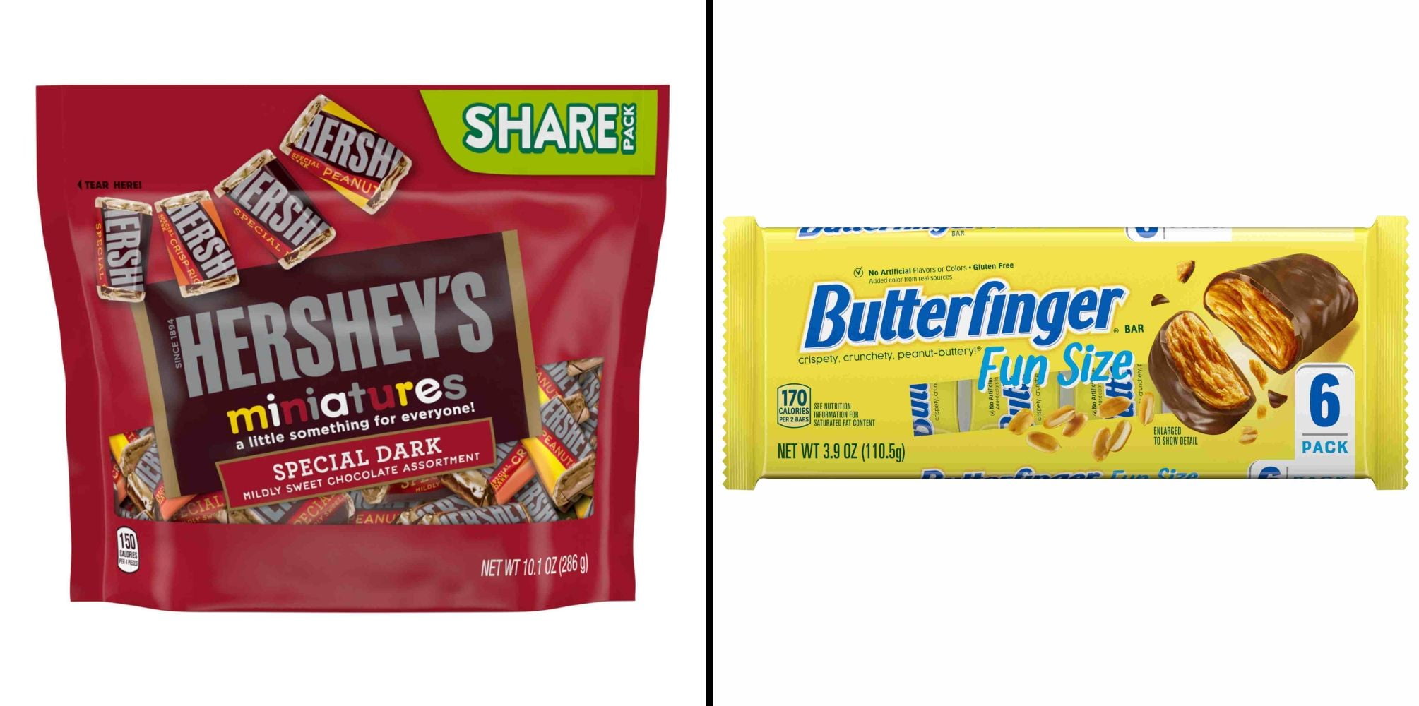 Hershey's Miniatures Assorted Special Dark Chocolate Candy 10.1 oz & Butterfinger Fun Size Candy Bars 4.09 oz