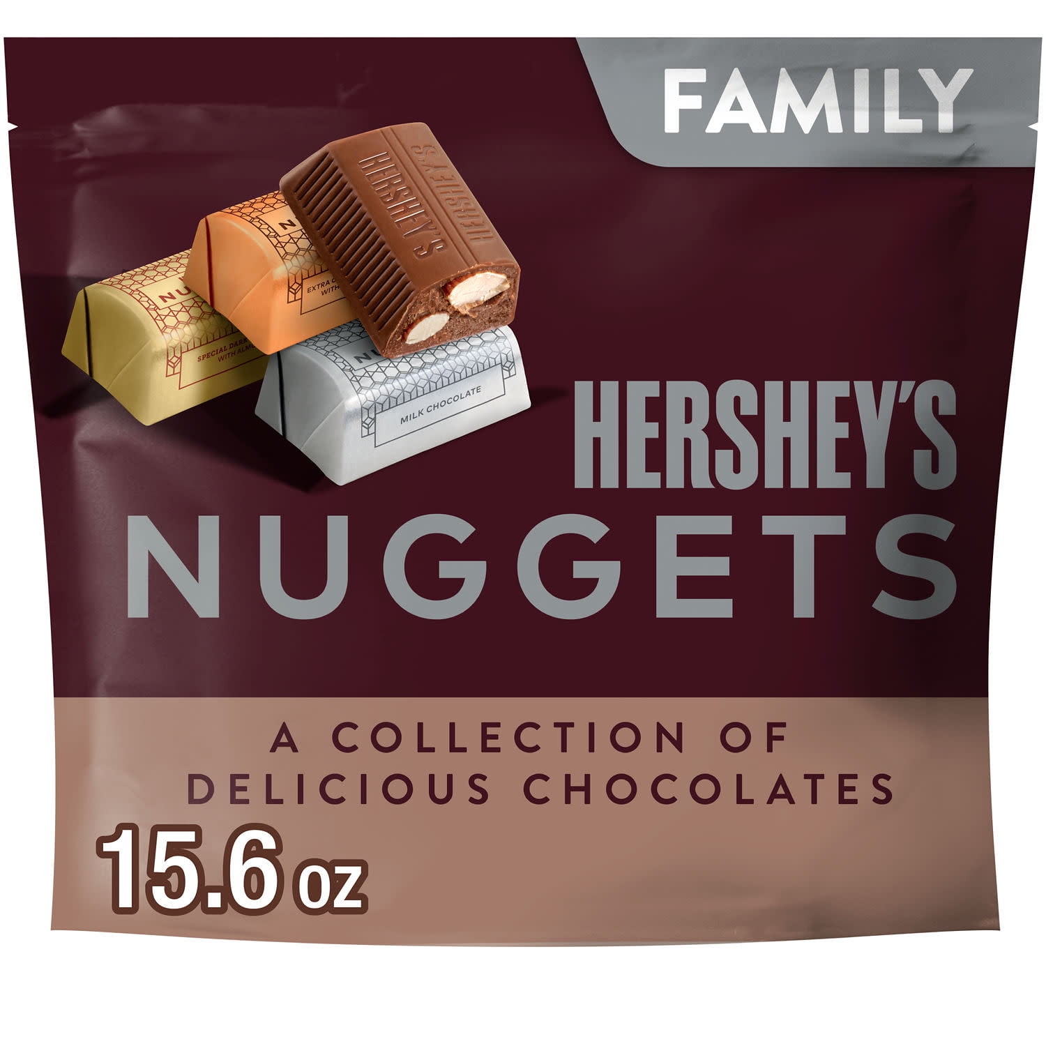 Hershey's Nuggets Assorted Chocolate Candy, Family Pack 15.6 oz