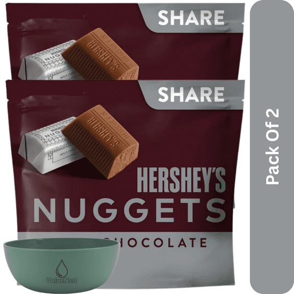 Hershey's Nuggets Milk Chocolate Candy, 10.2 oz Share Pack, With Olive Green Bowl By ValueNest