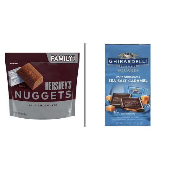 Hershey's Nuggets Milk Chocolate Candy & Ghirardelli Dark Chocolate Sea Salt Caramel Squares