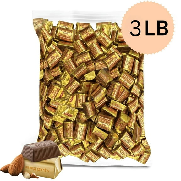 Hershey's Nuggets Milk Chocolate with Almonds Candy, Share Pack 3 LBS