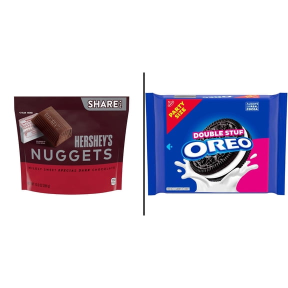 Hershey's Nuggets Special Dark Mildly Sweet Chocolate Candy & OREO Double Stuf Chocolate Sandwich Cookies 24.95 oz